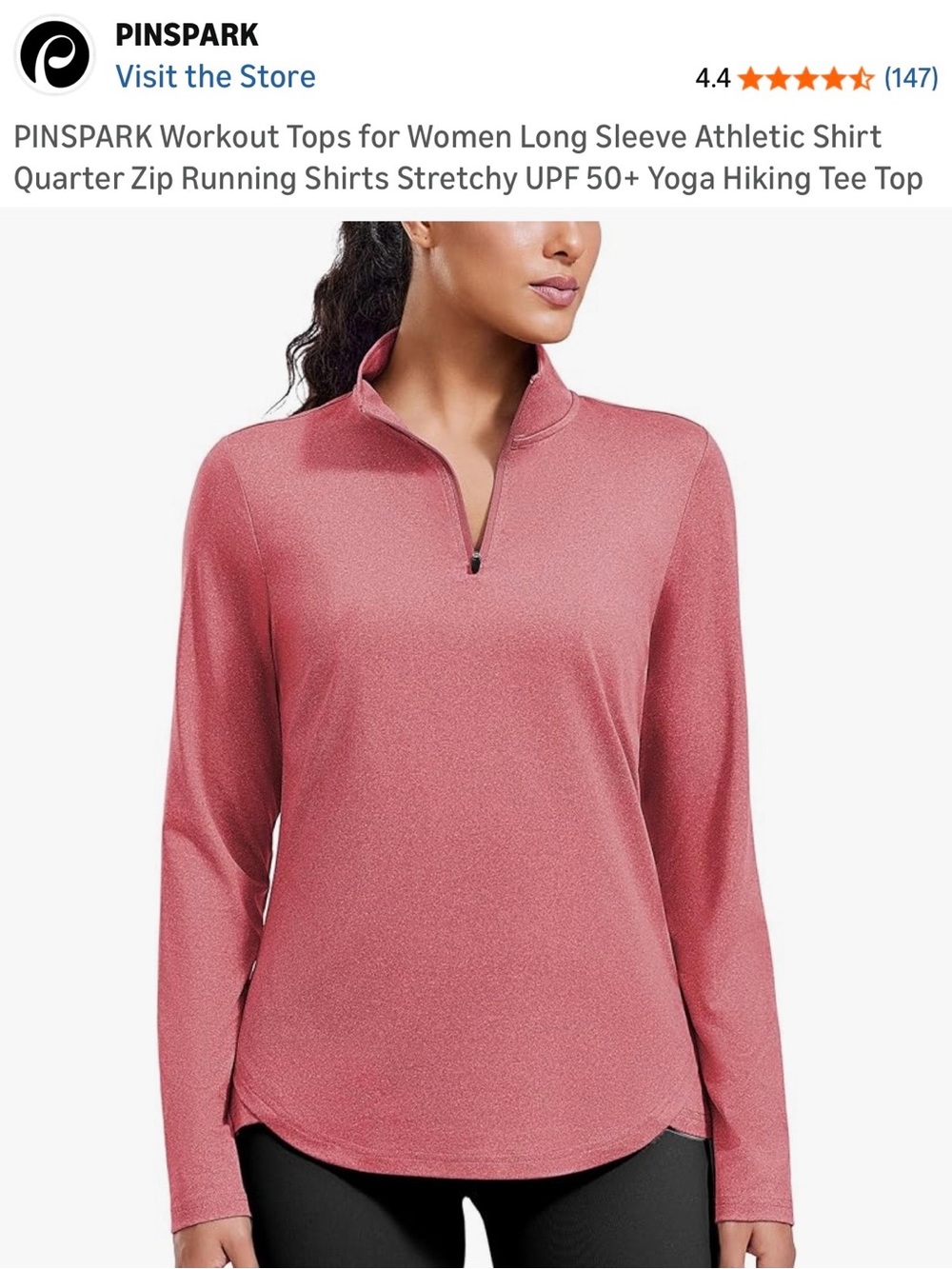 Women's Long Sleeve Quarter-Zip Athletic Top - Dusty Rose